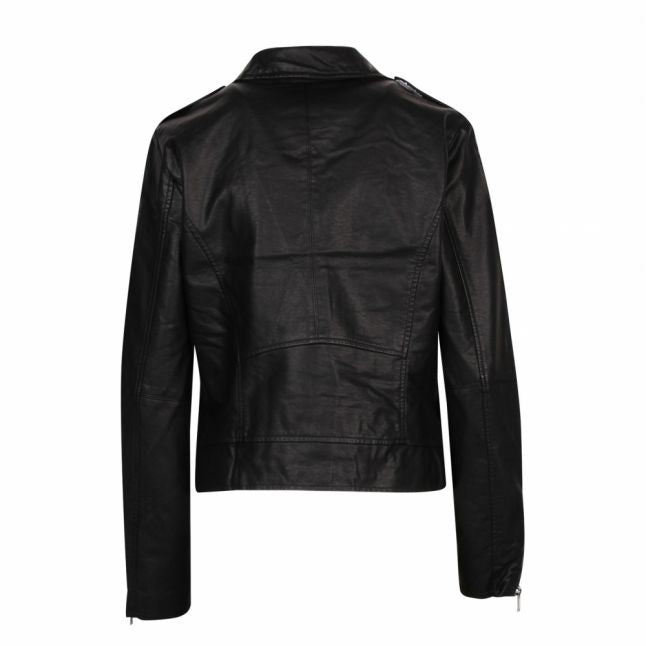 Womens Black Vicara PU Biker Jacket