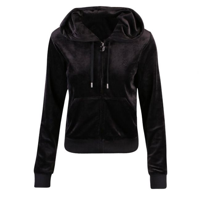 Womens Black Robertson Velour Zip Up Hoodie