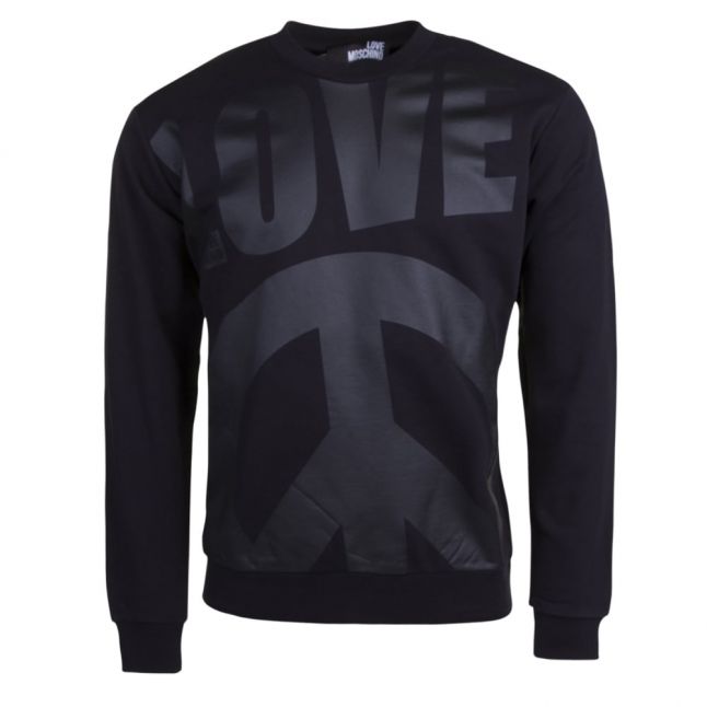 Mens Black Tonal Love Sweat Top