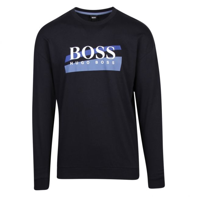 Mens Dark Blue Abstract Stripe Sweat Top