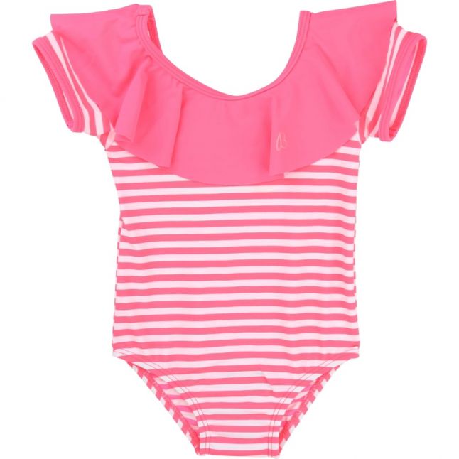 Girls Pink Striped Swimsuit