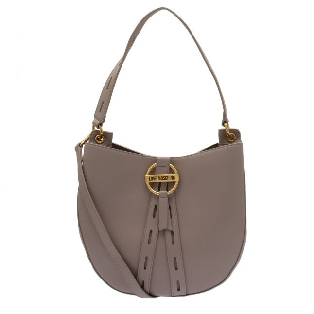 Womens Taupe Buckle Hobo Bag