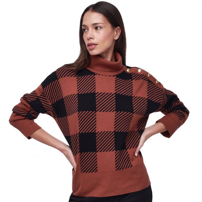 Womens Amaretto/Black Comet Check Knit Jumper