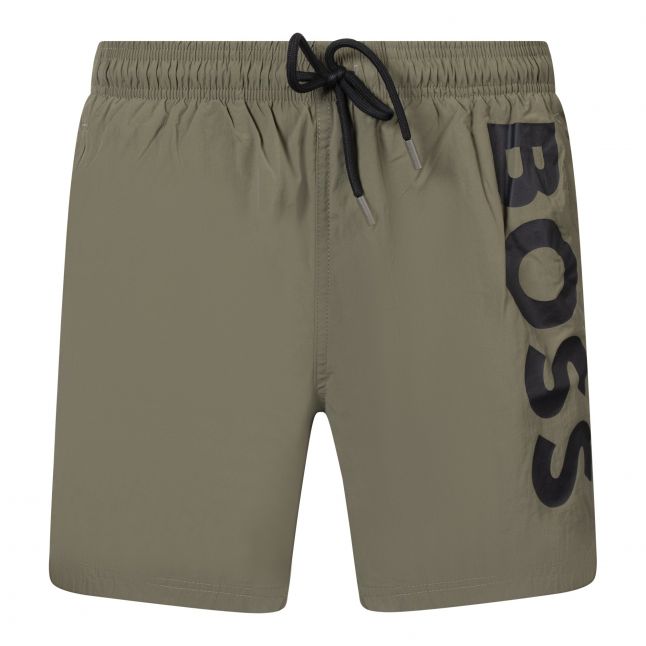 Mens Dark Beige Octopus Swim Shorts