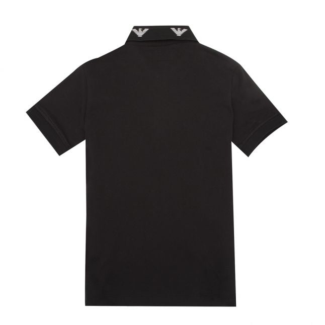 Boys Black Logo Collar S/s Polo Shirt