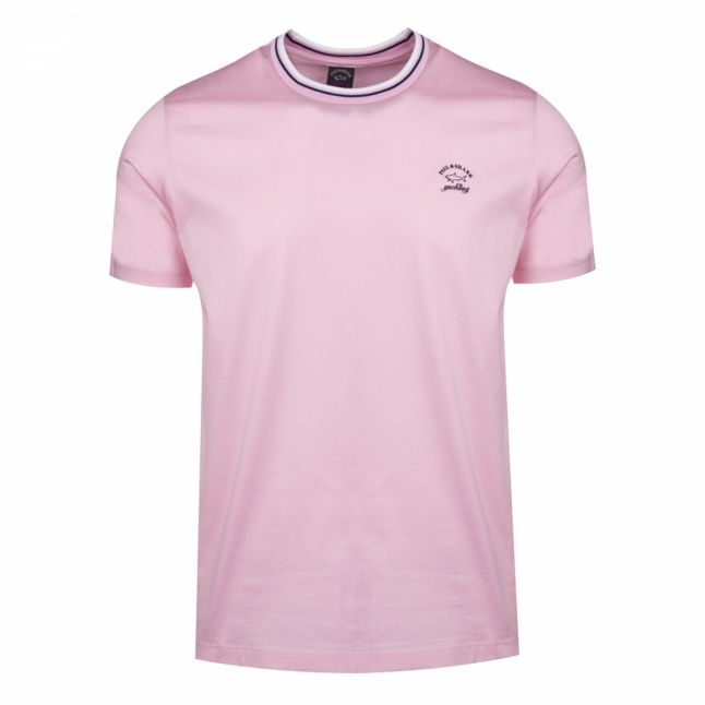 Mens Pale Pink Tipped Crew Neck Custom Fit S/s T Shirt