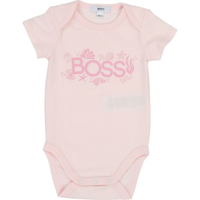 Baby Pale Pink/White Branded 2 Pack Bodysuits