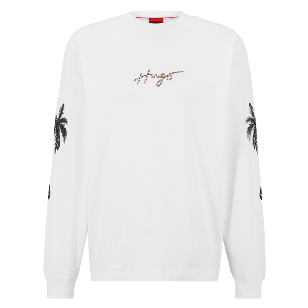 Mens HUGO White Damazonas L/s T Shirt