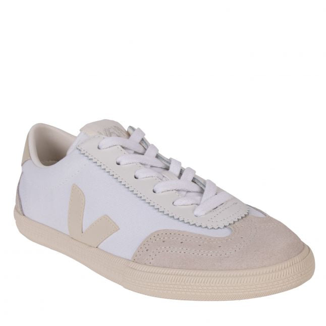 Womens	White Pierre Volley Canvas Trainers