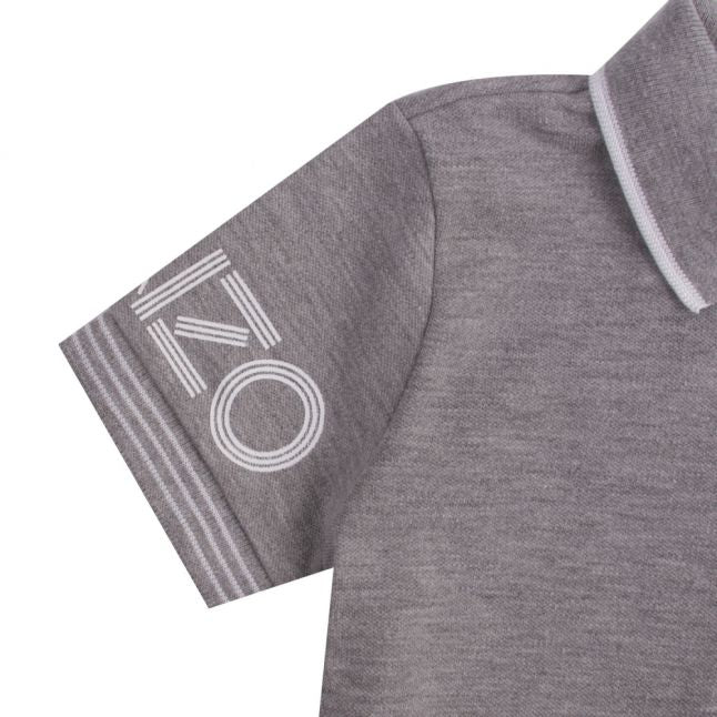 Junior Marl Grey Logo S/s Polo Shirt