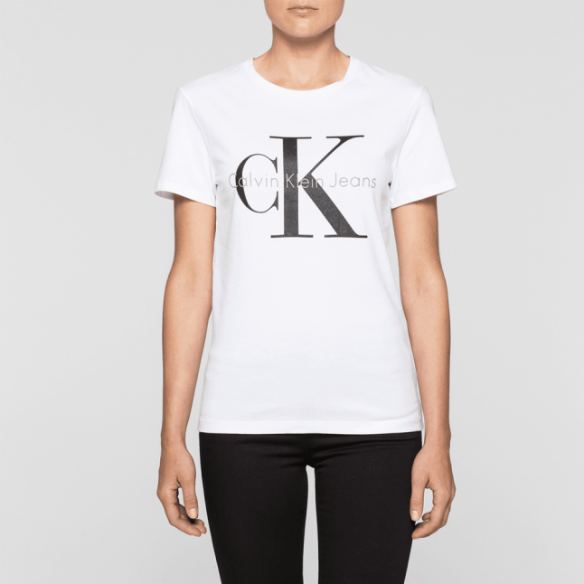 Womens Bright White Monogram Logo Regular Fit S/s T Shirt