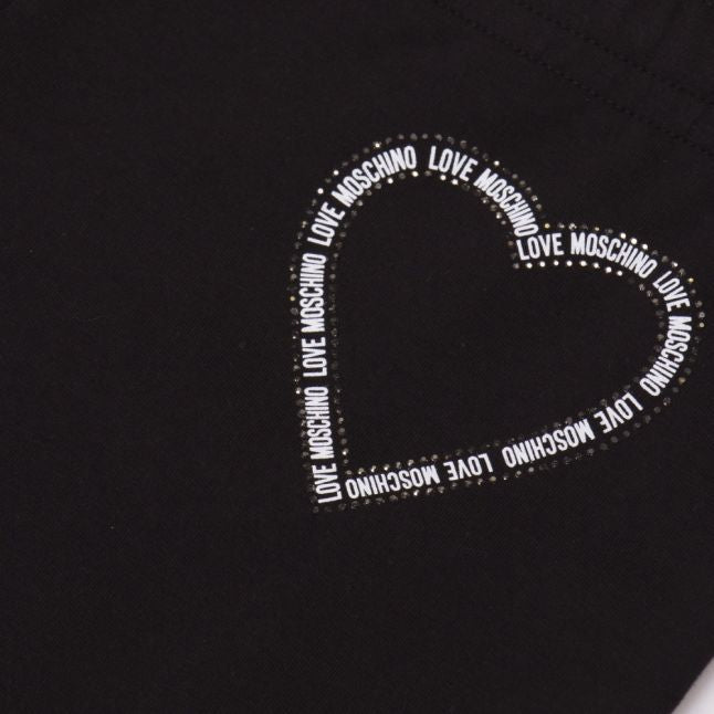 Womens Black Logo Heart Sweat Pants