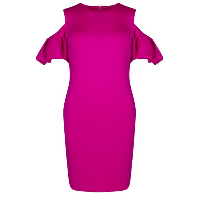 Womens Bright Pink Salnie Cold Shoulder Dress