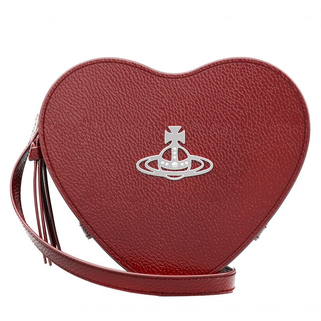 Womens Red Louise Heart PU Grain Xbody