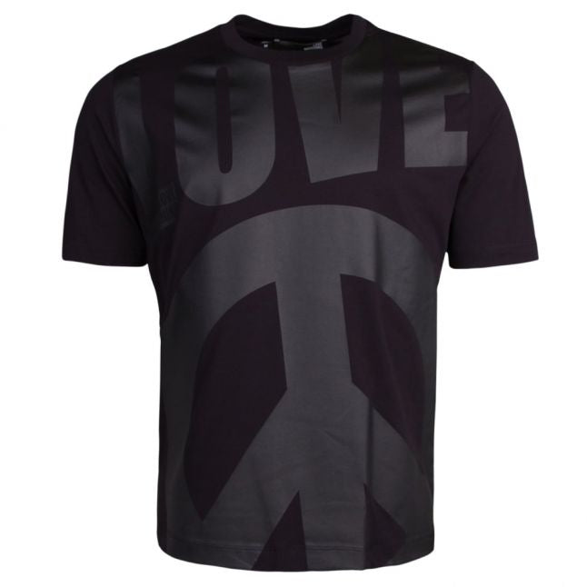 Mens Black Tonal Love Regular Fit S/s T Shirt