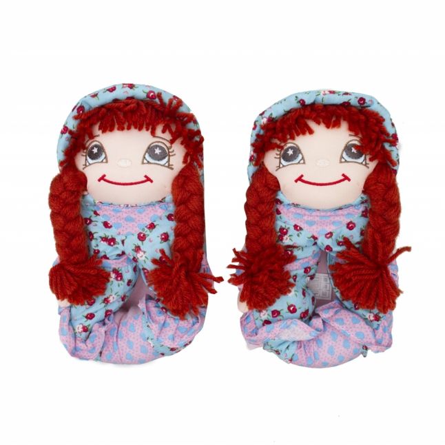 Girls Brown Hair Doll Slippers (24-36)