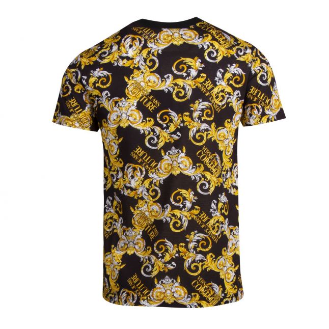 Mens Black Baroque Print Slim Fit S/s T Shirt