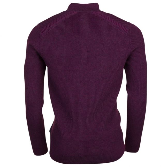 Mens Purple Pistach Half Zip Knitted Jumper