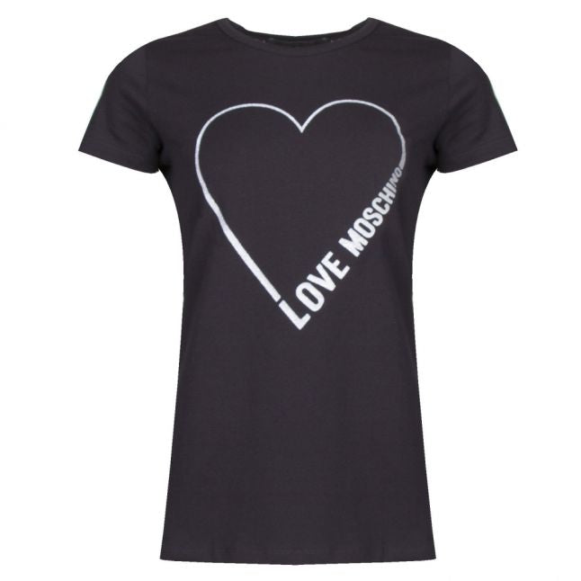 Womens Black Heart Outline S/s T Shirt