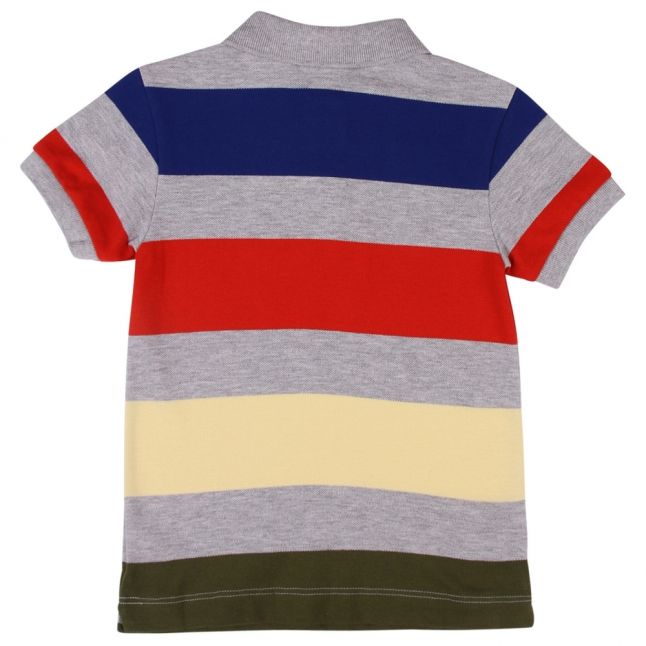 Boys Grey Multi Colourblock Stripe S/s Polo Shirt