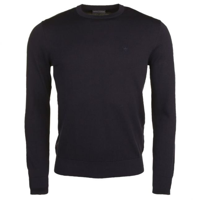 Mens Navy Small Logo Crew Knitted Top