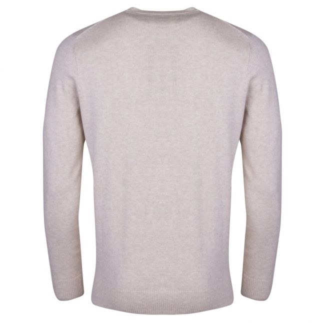 Mens Stone Marl Cotton Merino Crew Knitted Jumper