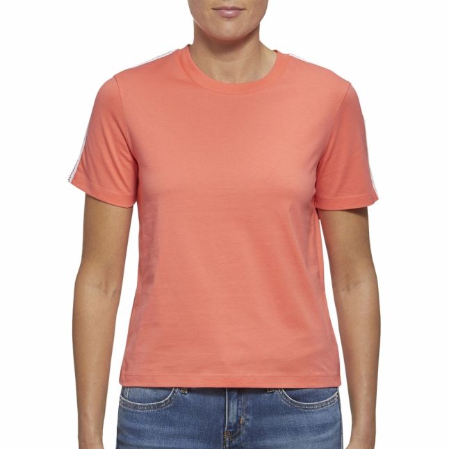 Womens Hot Coral Tape Logo S/s T Shirt