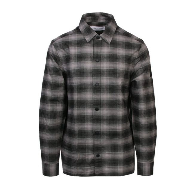 Mens Calvin Klein Black Twill Fleece Check Overshirt