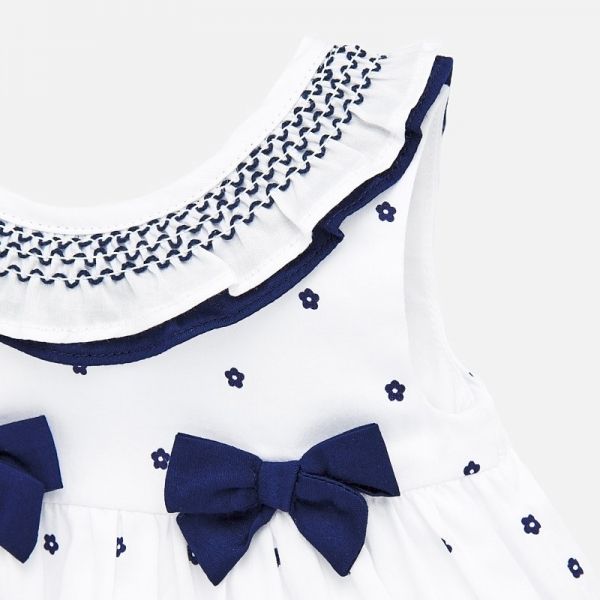 Baby Nautical White Woven Collar Bow Dress