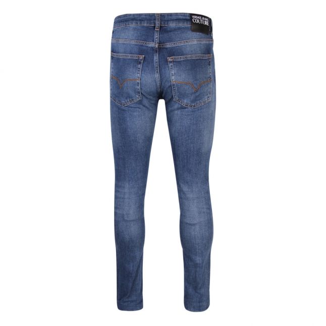 Mens Indigo Branded Skinny Fit Jeans