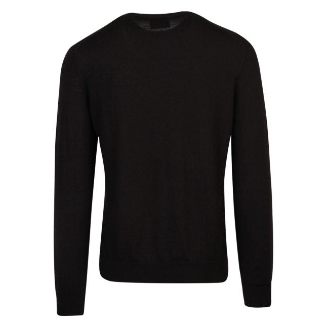 Mens Black Branded Crew Neck Knitted Top