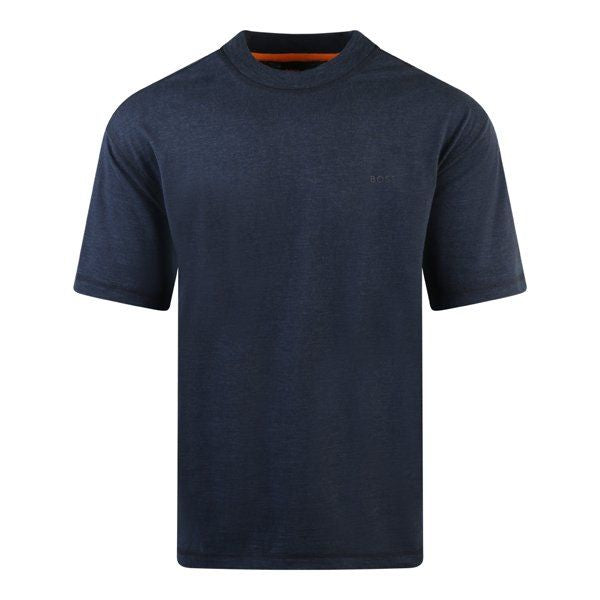 Mens BOSS Dark Blue Teglitchstitch Oversized S/s T Shirt