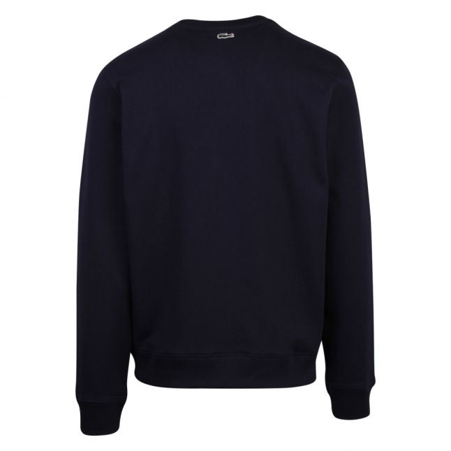 Mens Navy Blue Oversized Logo Crew Sweat Top