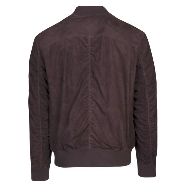 Mens Dark Grey Larris Suede Bomber Jacket