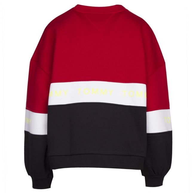 Womens Tommy Black/Multi Colourblock Sweat Top