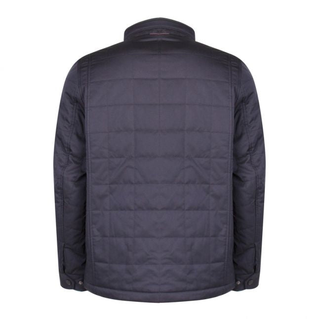 Mens Navy Reller Quilted Harrington Coat