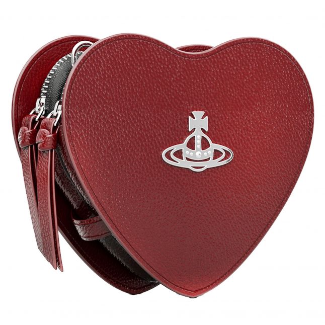 Womens Red Louise Heart PU Grain Xbody