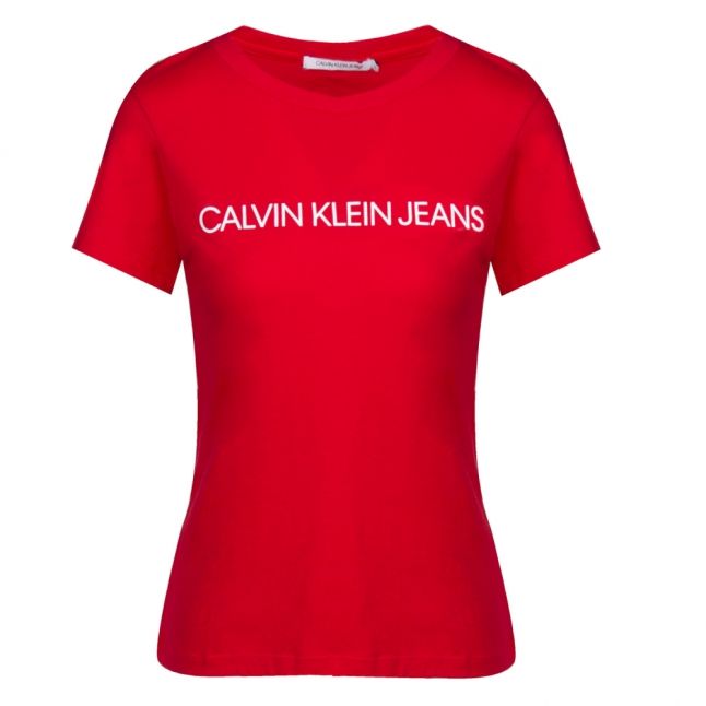 Womens Racing Red Institutional Logo Slim Fit S/s T Shirt