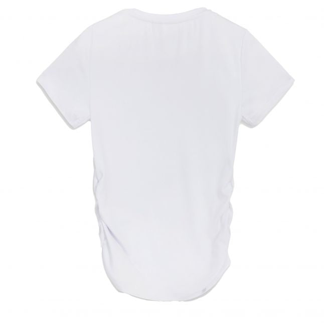 Womens White Dot Ruched Fitted S/s T Shirt