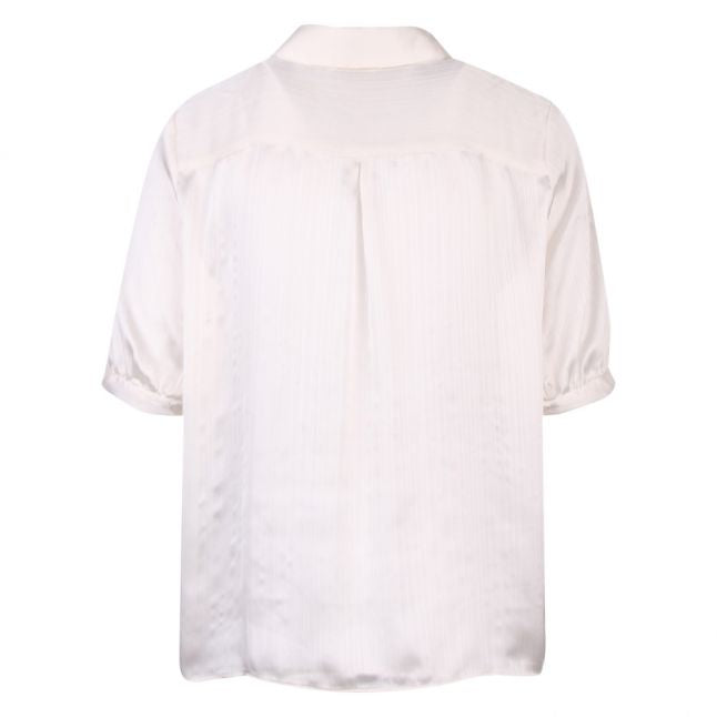 Womens White Visuwavey Bow S/s Blouse