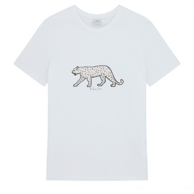 Womens White Cheetah S/s T Shirt