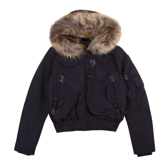 Girls Navy Gobi Down Fur Hooded Jacket