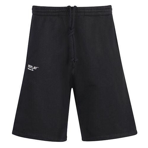 Mens Black Branded Sweat Shorts