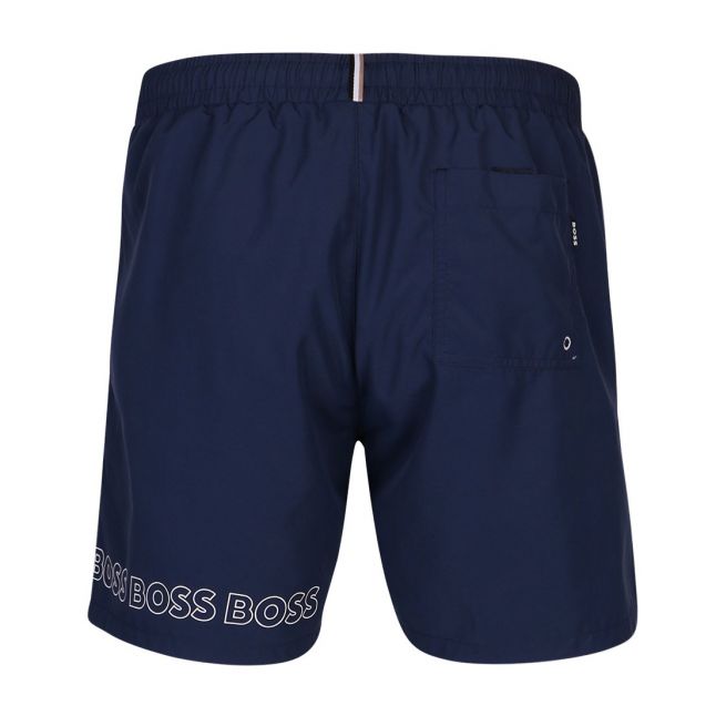 Mens Navy Dolphin Repeat Logo Swim Shorts