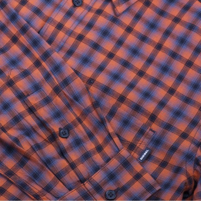 Mens Orange S-Cull-A Check L/s Shirt