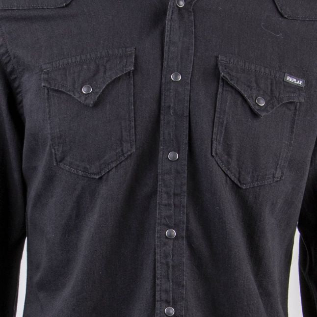 Mens Black Denim L/s Shirt