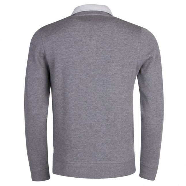 Mens Grey Marl 1/2 Zip Funnel Neck Sweat Top