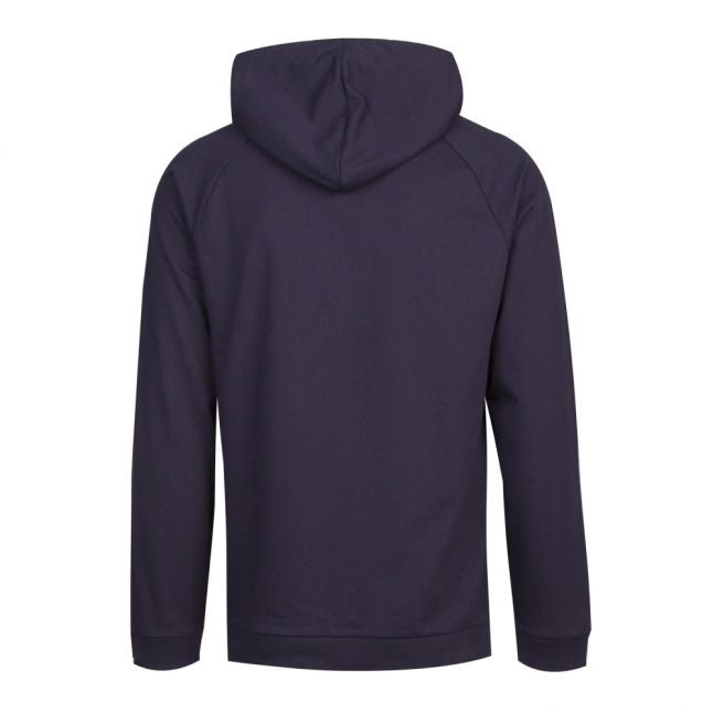 Mens Dark Blue Embossed Logo Hooded Sweat Top