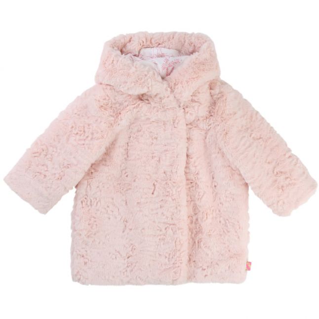 Girls Pink Baby Faux Fur Rose Coat