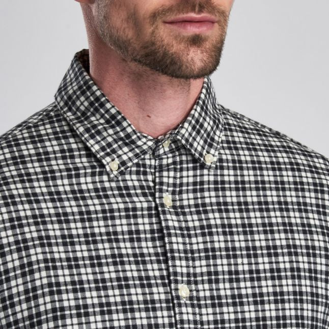 Mens Black Spacer Check L/s Shirt